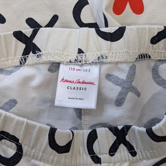 Hanna Andersson Valentine's Day hearts red ecru leggings pants girls size 110 5 - Picture 2 of 6